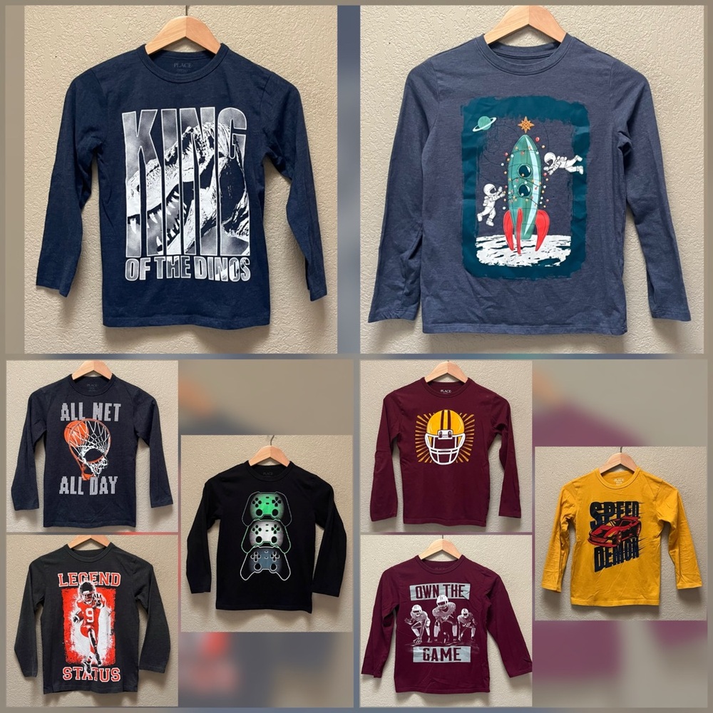 Boy Long Sleeve Shirt Mix Lot of 8 Shirts- Size M (7/8)